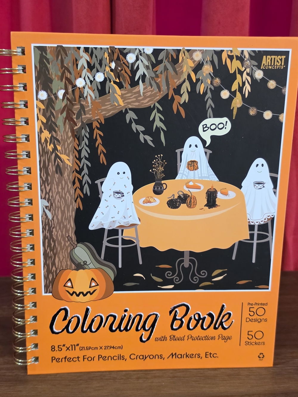 Ghost Coloring Book Halloween    Coloring Book Hard Cover Spiral Bound